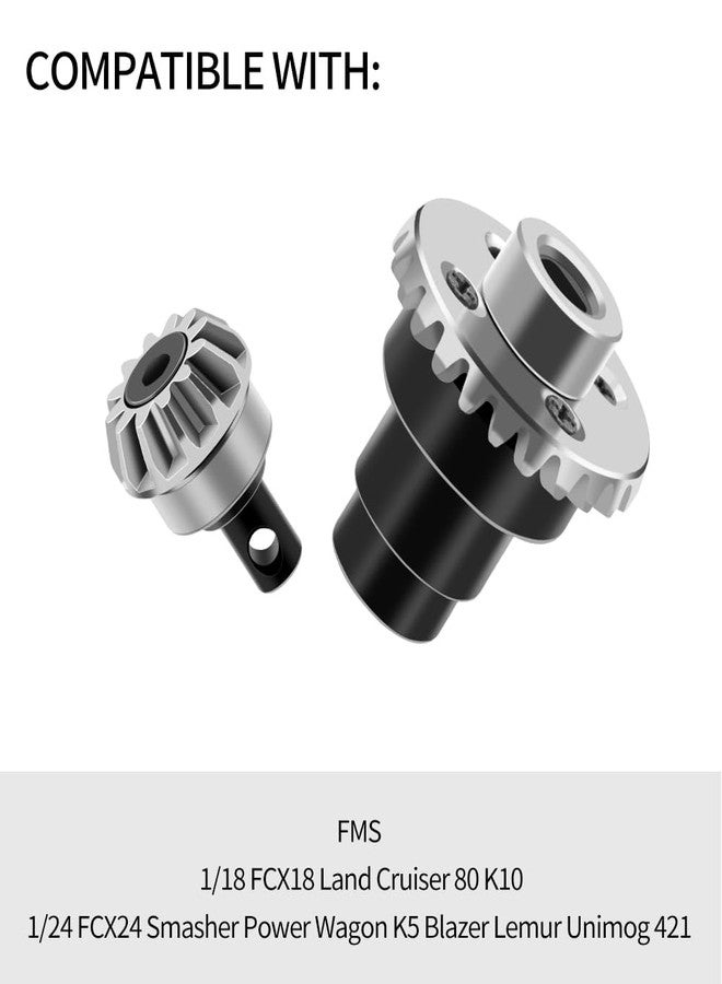 GLOBACT FCX24 Axle Diff Gear Set 12/24T Steel Bevel Gear for FMS 1/24 FCX24 1/18 FCX18 RC Upgrade (2PCS) - Image 2